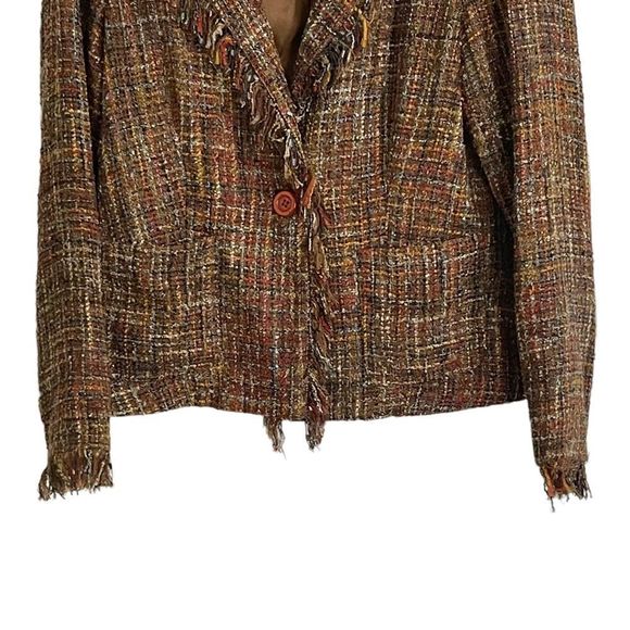 M.D.L. New York Tan Tweed Fringe Blazer - Picture 3 of 10